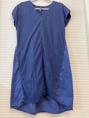XCVI Blue V-Neck Casual Pocket Dress